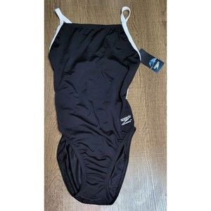 Speedo Women’s Size 8/34 Endurance+ One Piece Training Swimsuit Black Flyback